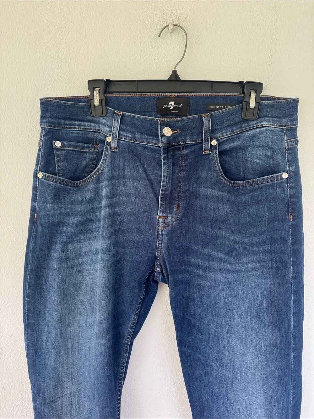 7 for all mankind The Straight men’s dark wash five pocket denim jeans size 34